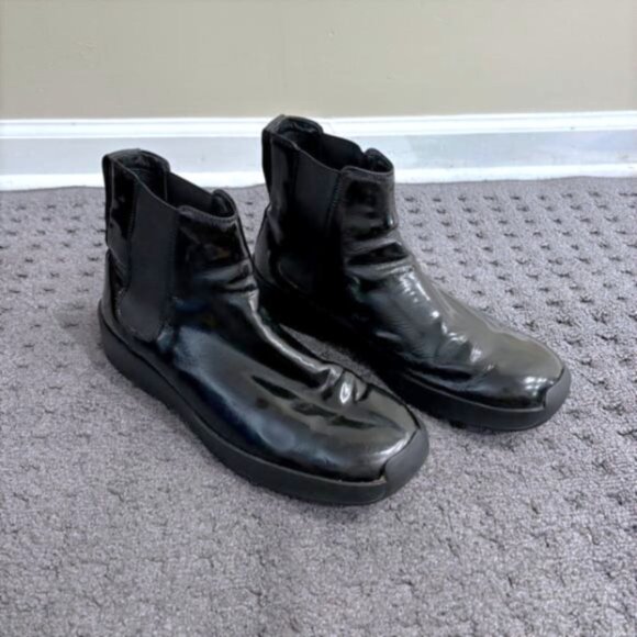 Gucci Black Patent Leather Ankle Boots Designer Italy, Size EU 45 US 12 Men's - Picture 1 of 9